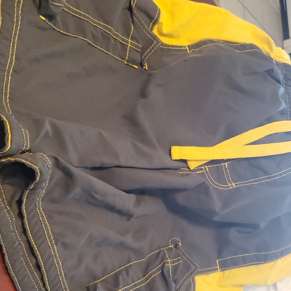 Gray and Yellow Swim Shorts